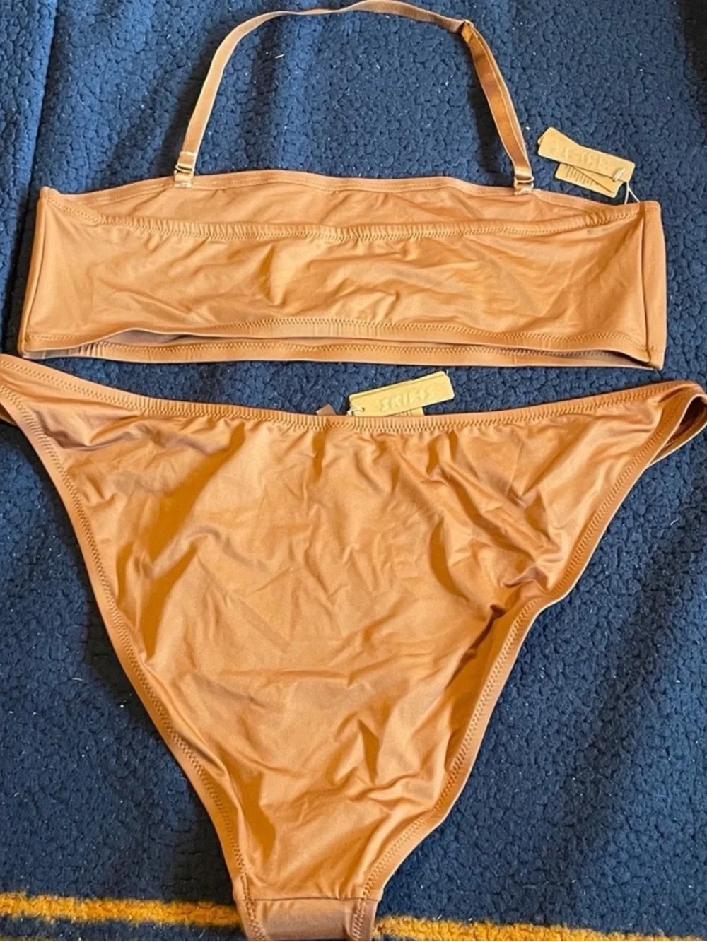 NWT SKIMS Rust Orange Bikini Set with Bandeau Top